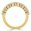 Golden Double Row Round Cut CZ Half Eternity Wedding Band - 18K Gold Plated Sterling Silver
