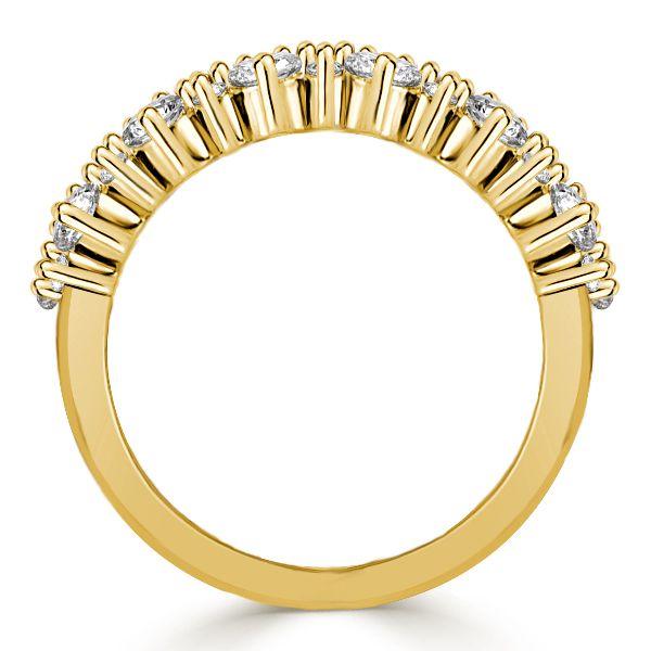 Golden Double Row Round Cut CZ Half Eternity Wedding Band - 18K Gold Plated Sterling Silver