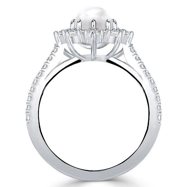 Halo Pearl Ring in Sterling Silver - 6mm Cultured Pearl