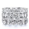 Triple Row White Sapphire Stackable Eternity Band Set in Sterling Silver