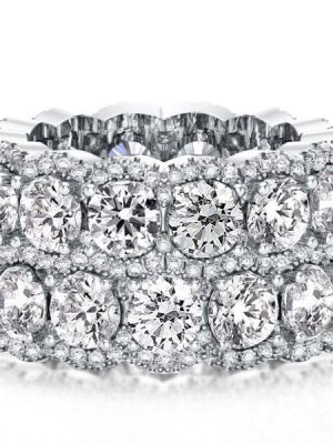 Women's Double Row Halo Created White Sapphire Wedding Band in 925 Sterling Silver
