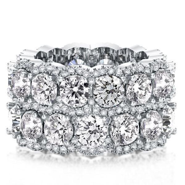 Women's Double Row Halo Created White Sapphire Wedding Band in 925 Sterling Silver