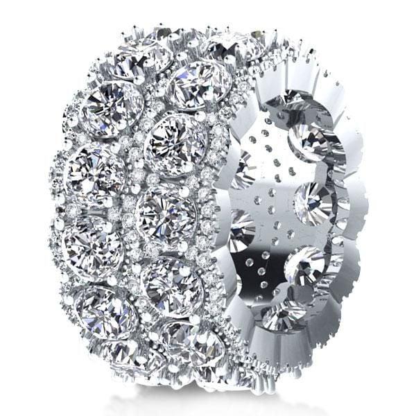 Women's Double Row Halo Created White Sapphire Wedding Band in 925 Sterling Silver