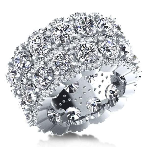Women's Double Row Halo Created White Sapphire Wedding Band in 925 Sterling Silver