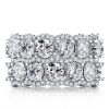 Women's Double Row Halo Created White Sapphire Wedding Band in 925 Sterling Silver