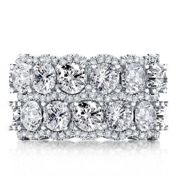 Women's Double Row Halo Created White Sapphire Wedding Band in 925 Sterling Silver