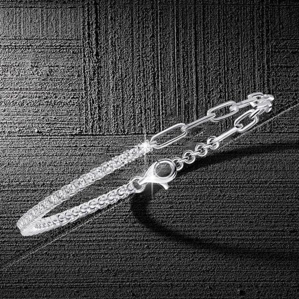 Rhodium Plated Sterling Silver Tennis Bracelet 2.2mm Round Cut Link Jewelry