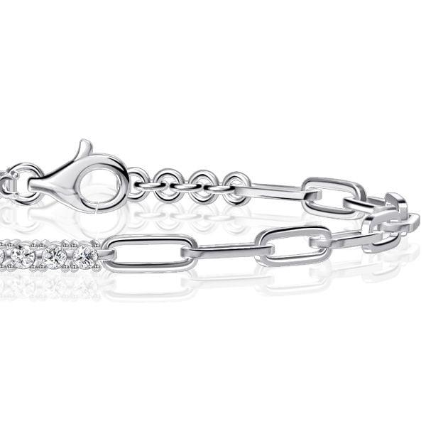 Rhodium Plated Sterling Silver Tennis Bracelet 2.2mm Round Cut Link Jewelry