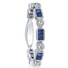 Vintage Milgrain Created Sapphire Wedding Band, 925 Sterling Silver Anniversary Ring