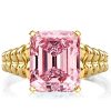 Emerald Cut Pink Topaz Engagement Ring - 18K Gold Plated Sterling Silver Solitaire