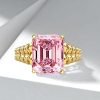 Emerald Cut Pink Topaz Engagement Ring - 18K Gold Plated Sterling Silver Solitaire