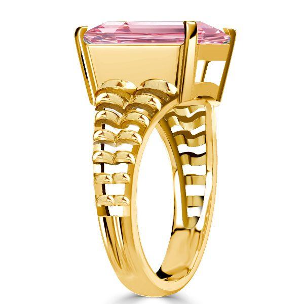 Emerald Cut Pink Topaz Engagement Ring - 18K Gold Plated Sterling Silver Solitaire