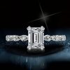 Emerald Engagement Ring - Sterling Silver, 1.50 CT Center Stone