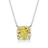Yellow Topaz Cushion Cut Solitaire Pendant Necklace in Sterling Silver