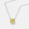 Yellow Topaz Cushion Cut Solitaire Pendant Necklace in Sterling Silver