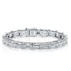 Emerald Cut White Sapphire Tennis Bracelet for Women - Sterling Silver