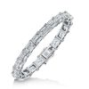 Emerald Cut White Sapphire Tennis Bracelet for Women - Sterling Silver