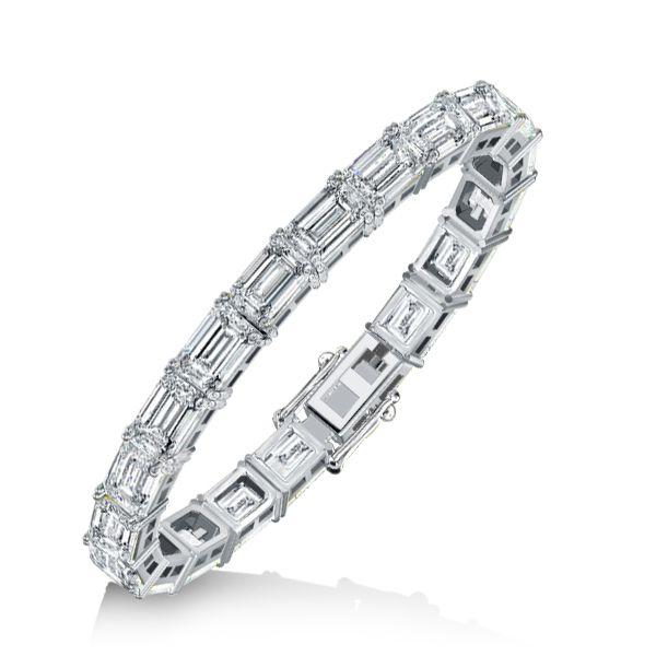 Emerald Cut White Sapphire Tennis Bracelet for Women - Sterling Silver