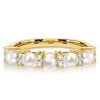 Pearl Half Eternity Band Ring in 925 Sterling Silver with 0.15 CT. TW. Accent Stones