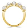 Pearl Half Eternity Band Ring in 925 Sterling Silver with 0.15 CT. TW. Accent Stones