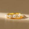 Pearl Half Eternity Band Ring in 925 Sterling Silver with 0.15 CT. TW. Accent Stones