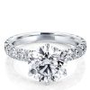 5 Carat Round Cut Simulated Diamond Six Prong Sterling Silver Engagement Ring