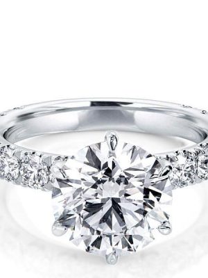 5 Carat Round Cut Simulated Diamond Six Prong Sterling Silver Engagement Ring