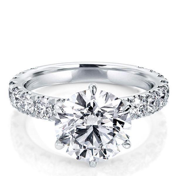 5 Carat Round Cut Simulated Diamond Six Prong Sterling Silver Engagement Ring