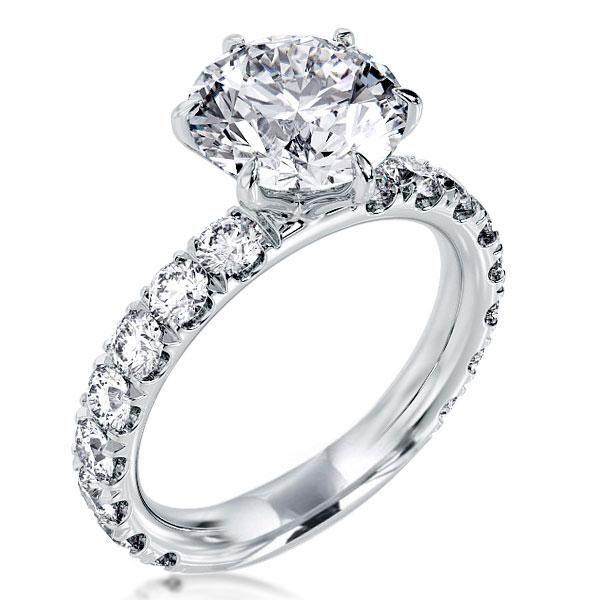 5 Carat Round Cut Simulated Diamond Six Prong Sterling Silver Engagement Ring