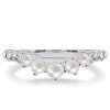 Pearl Half Eternity Wedding Band in 925 Sterling Silver with Rhodium Finish