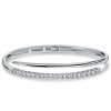 Sterling Silver Open Bangle Bracelet with Round White Sapphire Stones for Women