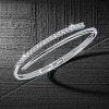 Sterling Silver Open Bangle Bracelet with Round White Sapphire Stones for Women