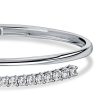 Sterling Silver Open Bangle Bracelet with Round White Sapphire Stones for Women