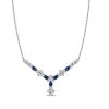 Sterling Silver Blue Sapphire Floral Pendant Necklace for Women, Oval & Round Cut