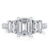 Emerald Cut Sterling Silver Engagement Ring - Three Stone Half Eternity