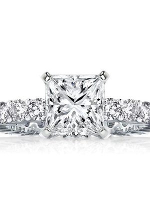 Princess Cut Sterling Silver Eternity Engagement Ring for Women