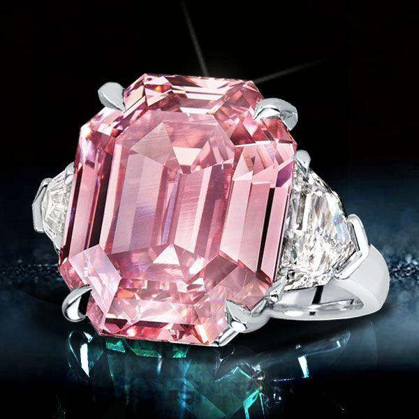 Emerald Cut Pink Stone Three Stone Engagement Ring in Sterling Silver