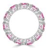 Asscher Cut Pink Stone Eternity Ring for Women in 925 Sterling Silver