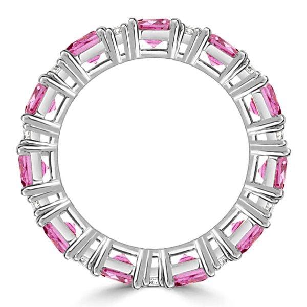 Asscher Cut Pink Stone Eternity Ring for Women in 925 Sterling Silver