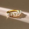 Pear Shaped Opal Wedding Ring for Women - 18K Gold Plated Sterling Silver