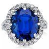 Sterling Silver Split Shank Halo Engagement Ring - 8.86 CT Center Stone