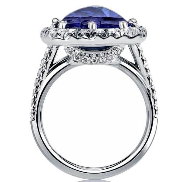 Sterling Silver Split Shank Halo Engagement Ring - 8.86 CT Center Stone