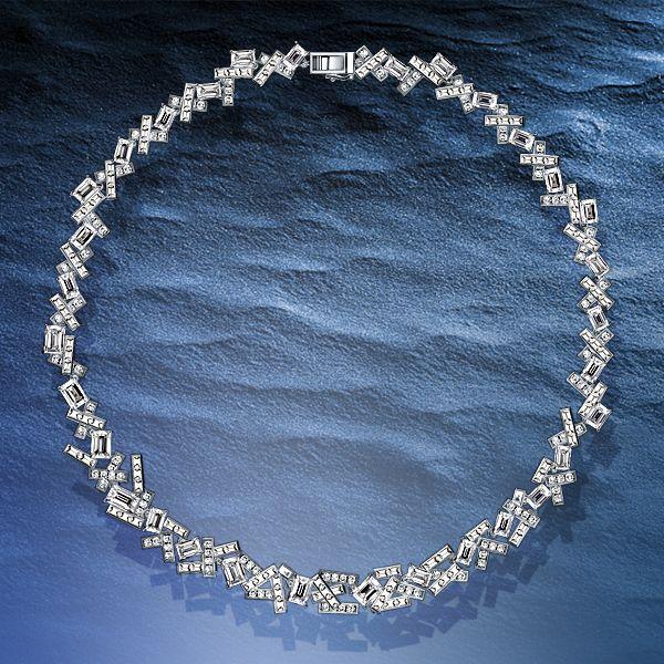 Sterling Silver Abstract Tennis Necklace - Multi Cut CZ, 17-22 Inches