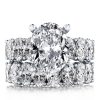 Oval White Created Sapphire Bridal Set in Rhodium Plated 925 Sterling Silver