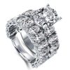 Oval White Created Sapphire Bridal Set in Rhodium Plated 925 Sterling Silver
