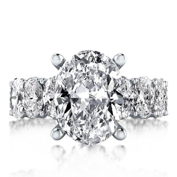 Oval White Created Sapphire Bridal Set in Rhodium Plated 925 Sterling Silver