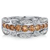Champagne Sapphire Half Eternity Multi-Row Band Ring in Sterling Silver