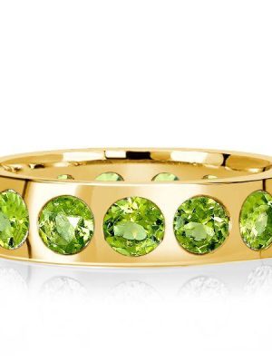 Peridot Wedding Band in Sterling Silver - Flush Set Anniversary Ring