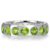 Peridot Wedding Band in Sterling Silver - Flush Set Anniversary Ring