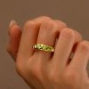 Peridot Wedding Band in Sterling Silver - Flush Set Anniversary Ring